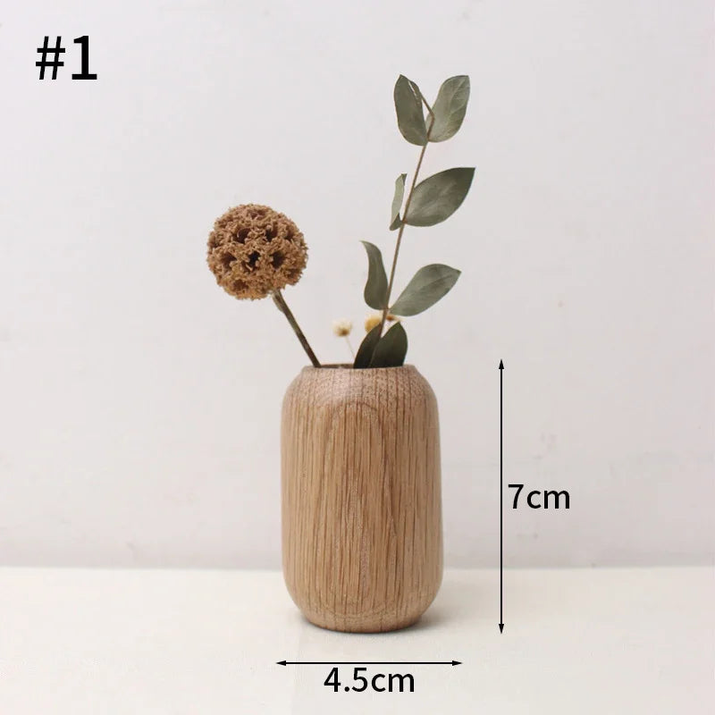 Wooden Decorative Vase for Dried Flowers