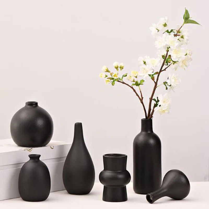 Black Ceramic Tabletop Vase