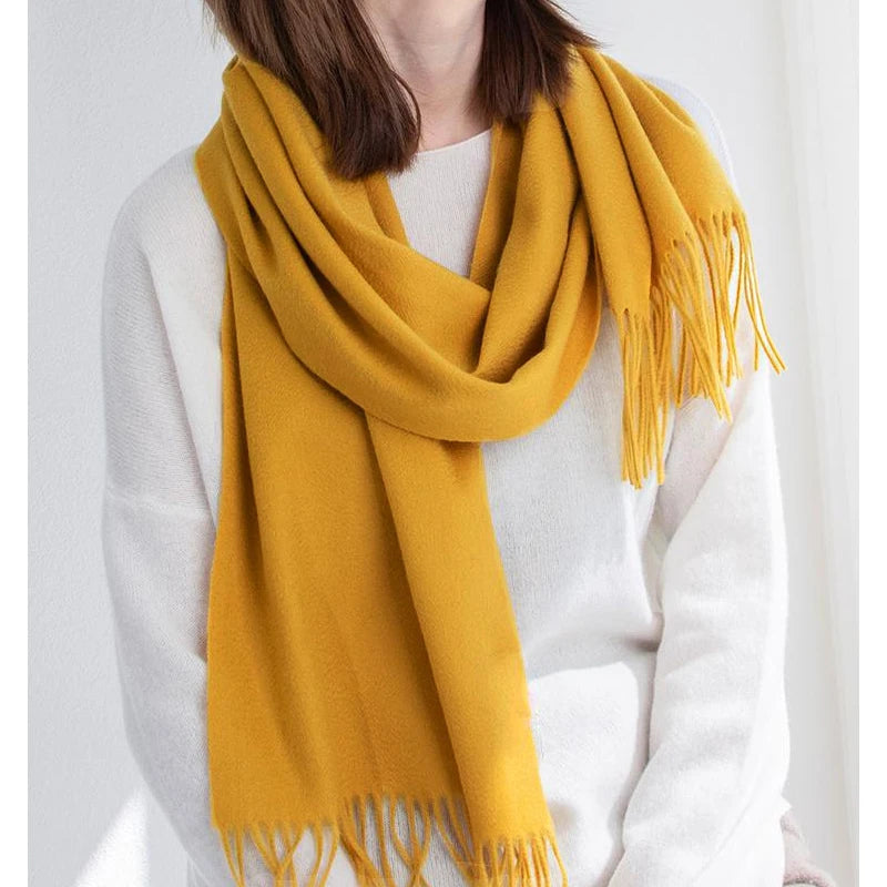 Long Wool Scarf – Solid Colour