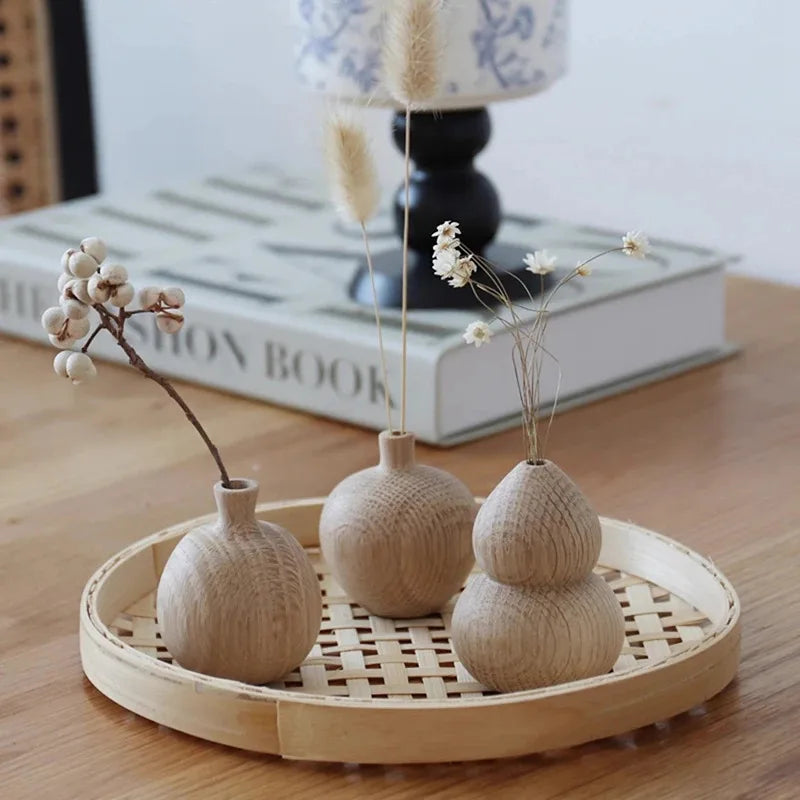 Wooden Decorative Vase for Dried Flowers