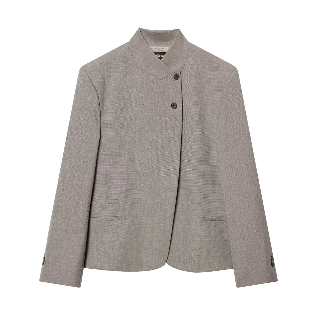 Stand-Collar Blazer with Pocket Detailing