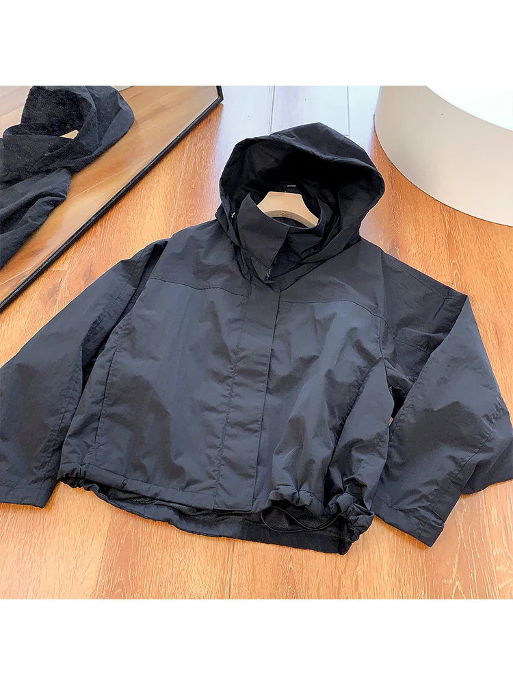 Lightweight Nylon Jacket with Concealed Hood