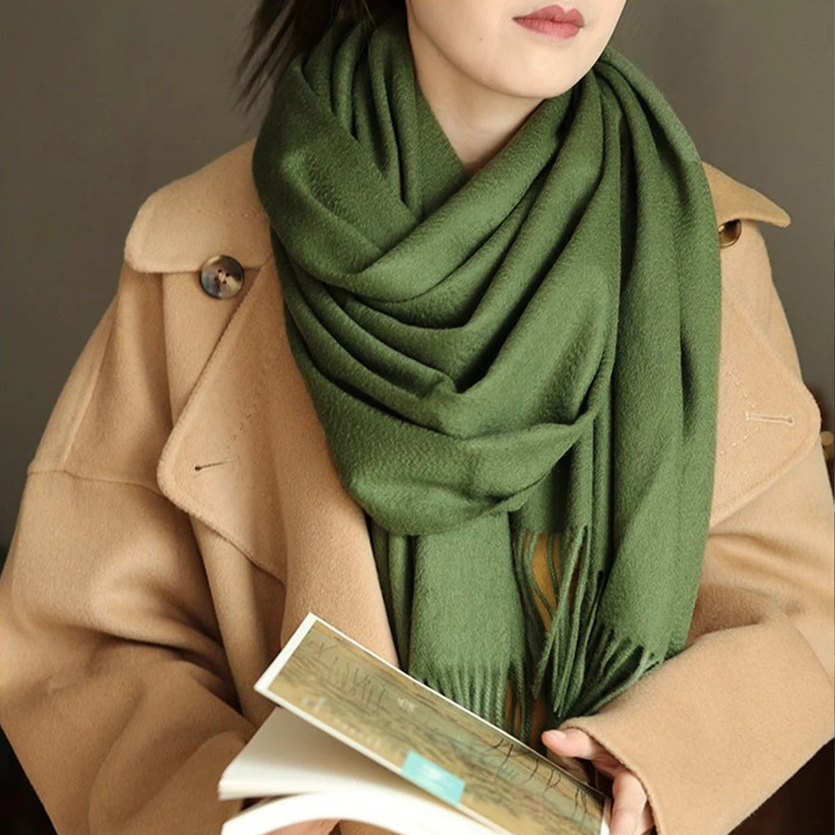 Long Wool Scarf – Solid Colour