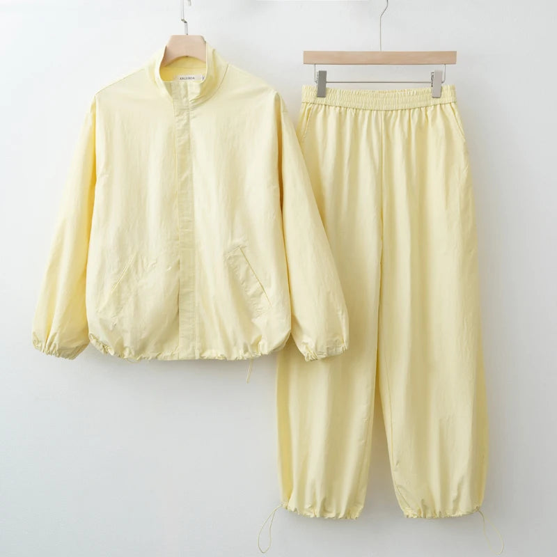Casual Zip-Front Jacket & Trouser Set