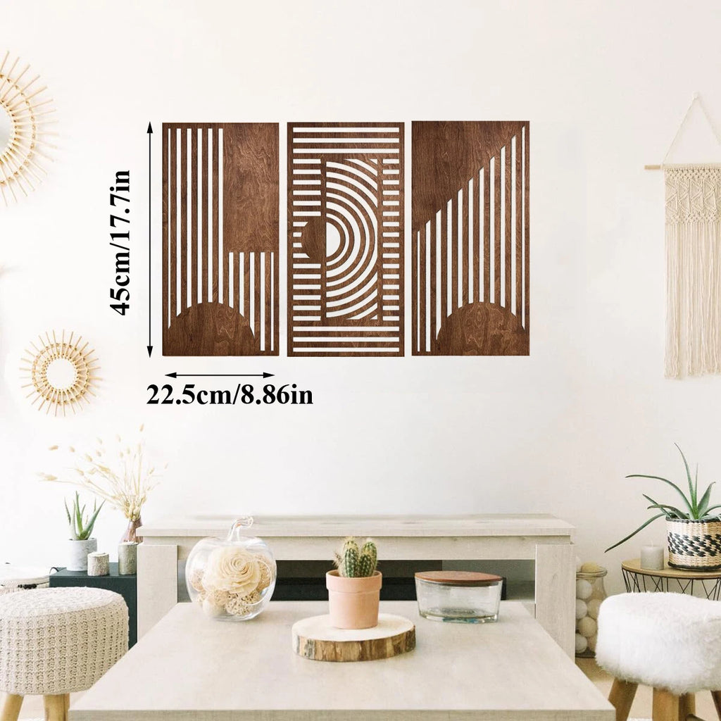 3-Piece Geometric Wooden Wall Art Set