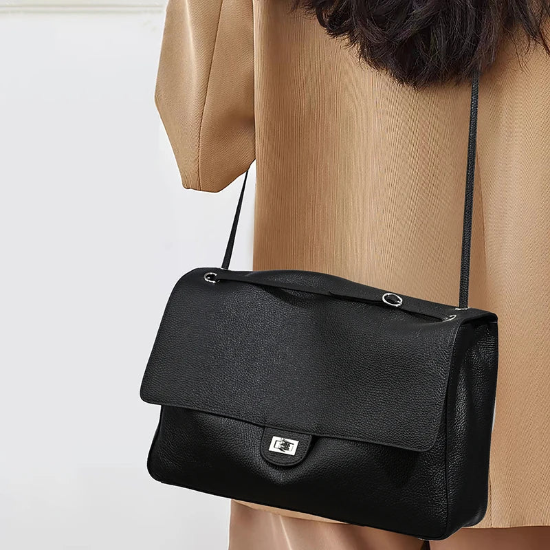 Leather Flap Shoulder Bag with Adjustable Strap