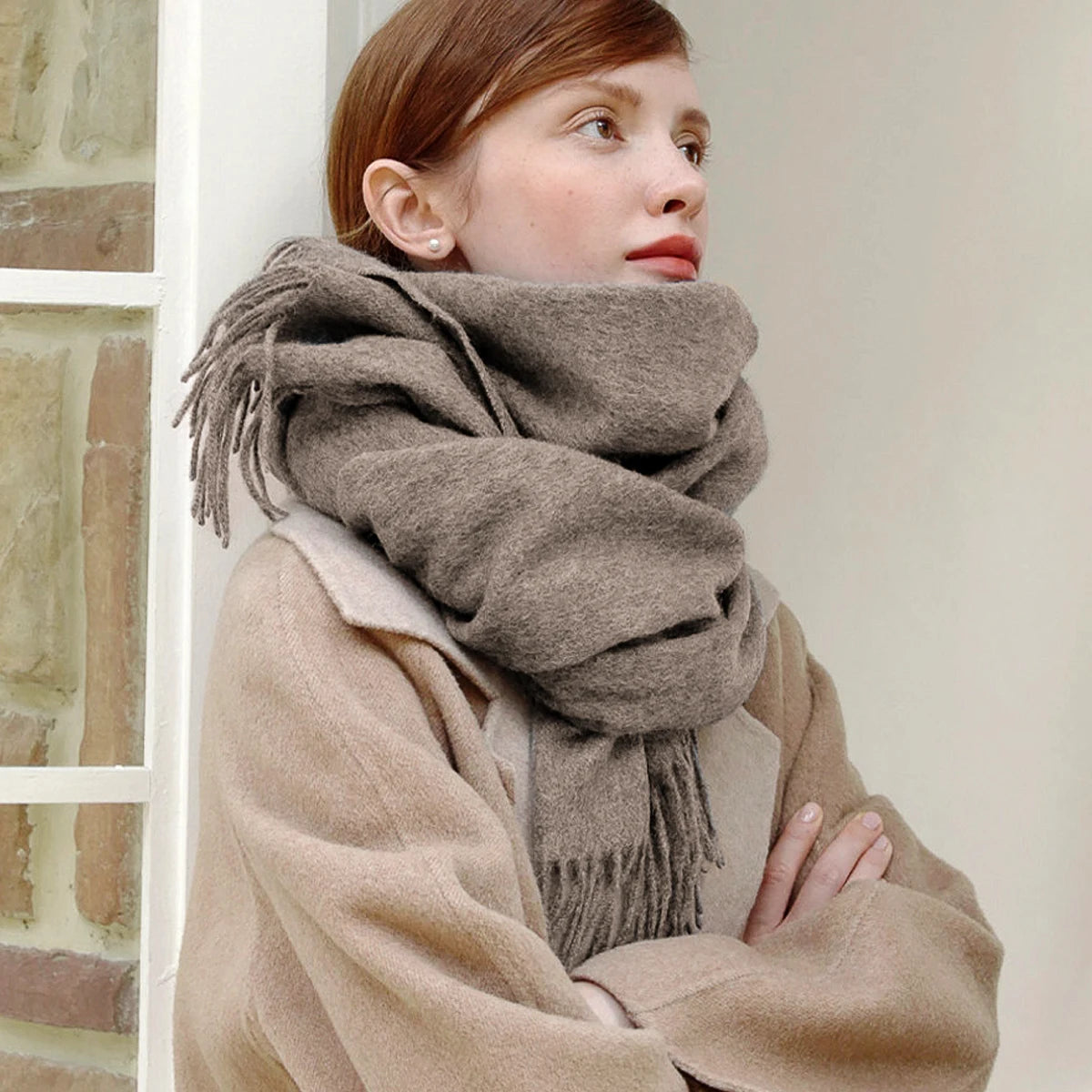 Long Wool Scarf – Solid Colour