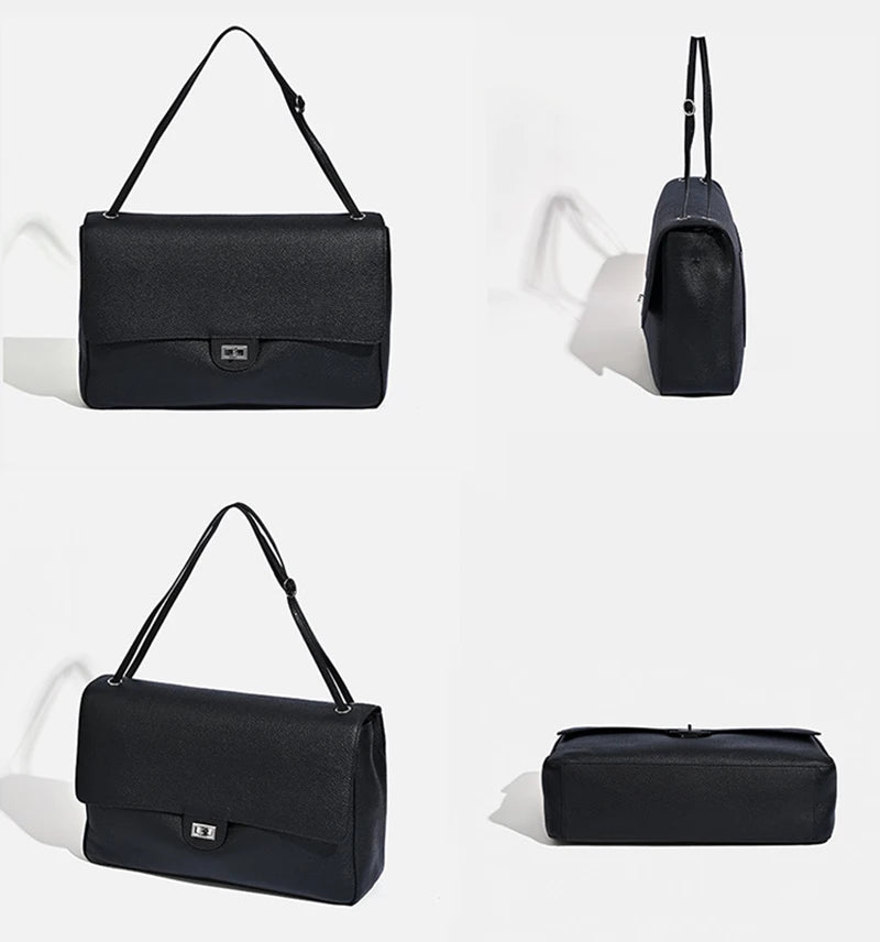 Leather Flap Shoulder Bag with Adjustable Strap