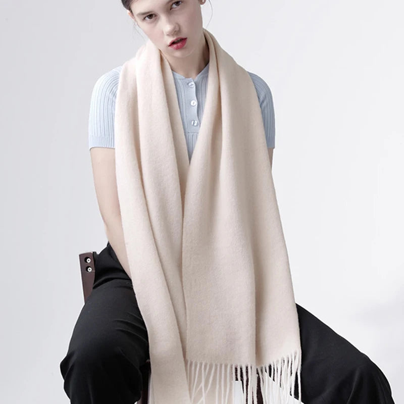 Long Wool Scarf – Solid Colour