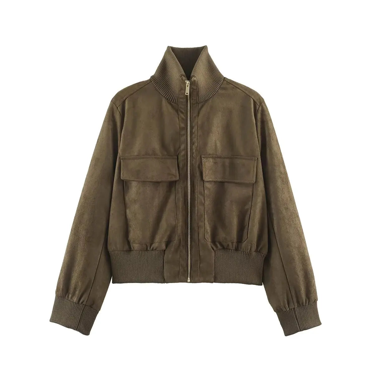 High-Neck Zip Jacket with Pocket Detailing