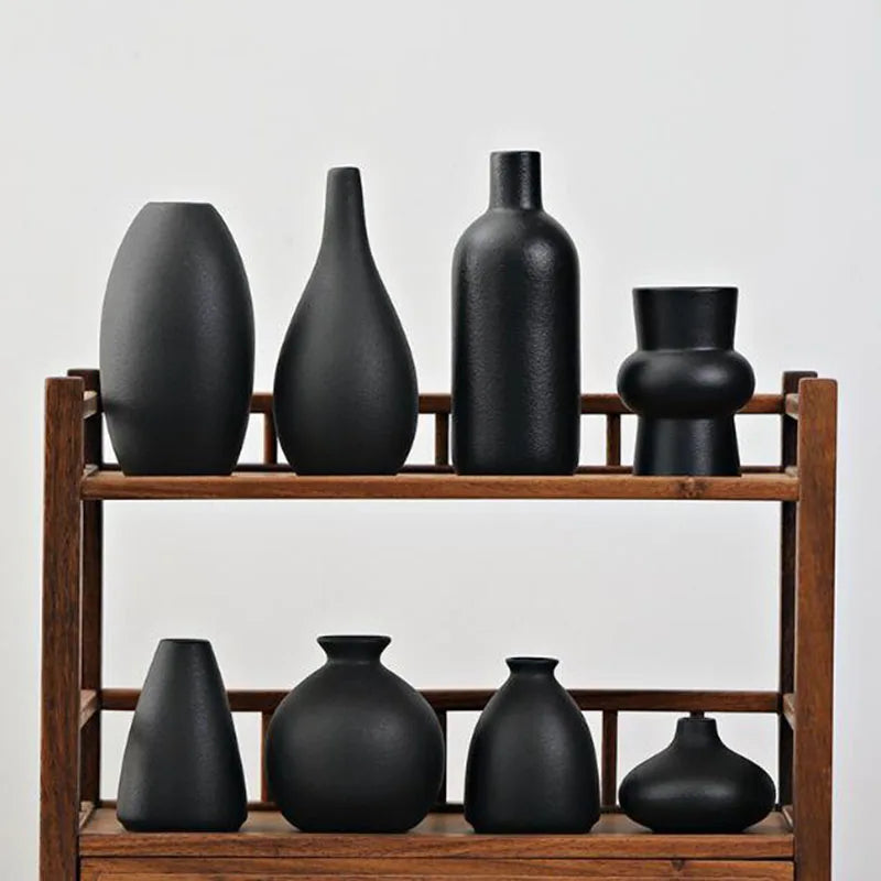 Black Ceramic Tabletop Vase