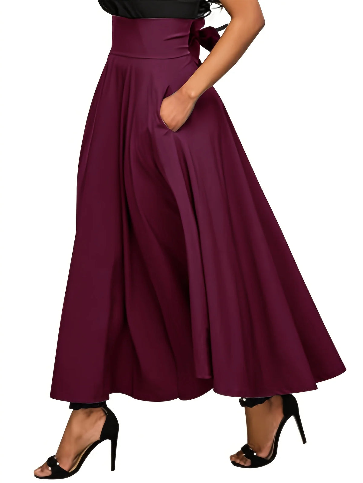 Bow-Detail A-Line Midi Skirt