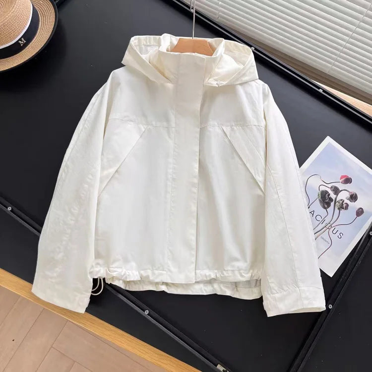 Lightweight Nylon Jacket with Concealed Hood