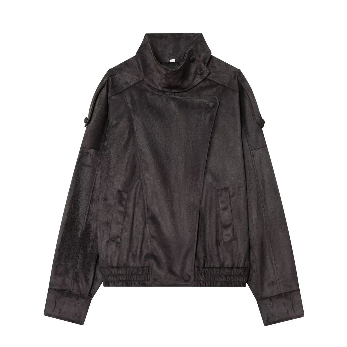 Zip-Front Faux-Leather Biker-Style Jacket