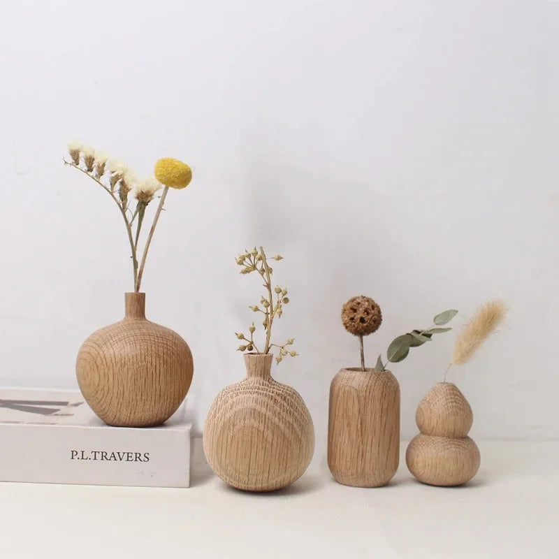 Wooden Decorative Vase for Dried Flowers