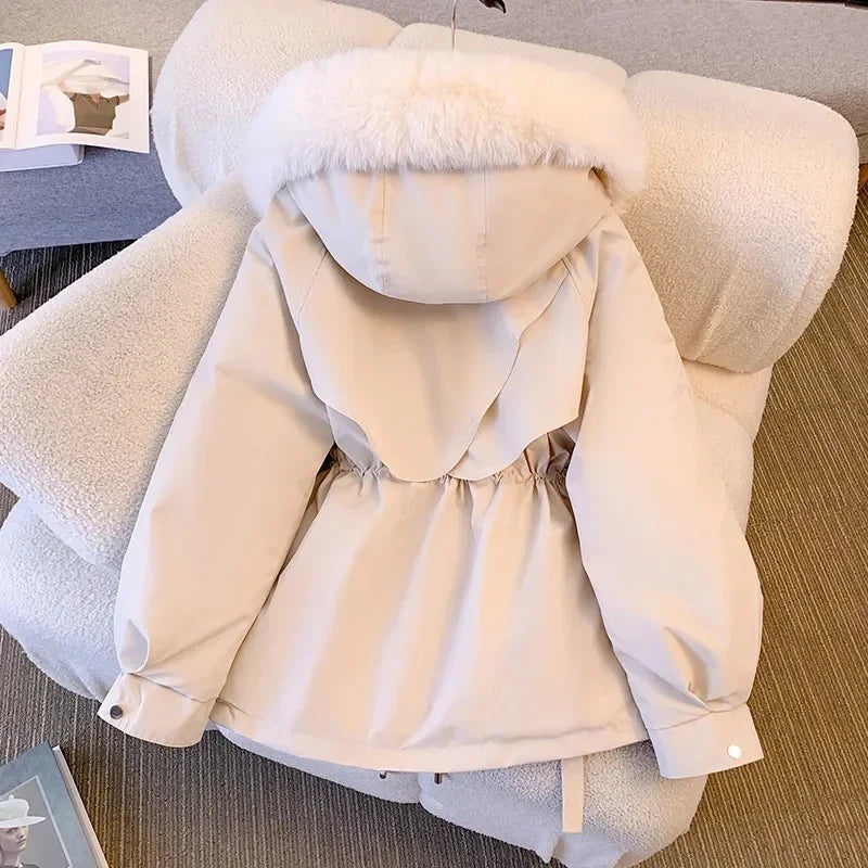 Hooded Padded Coat with Adjustable Waist
