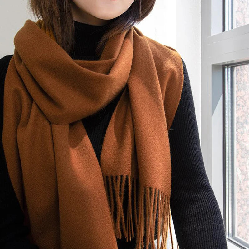 Long Wool Scarf – Solid Colour