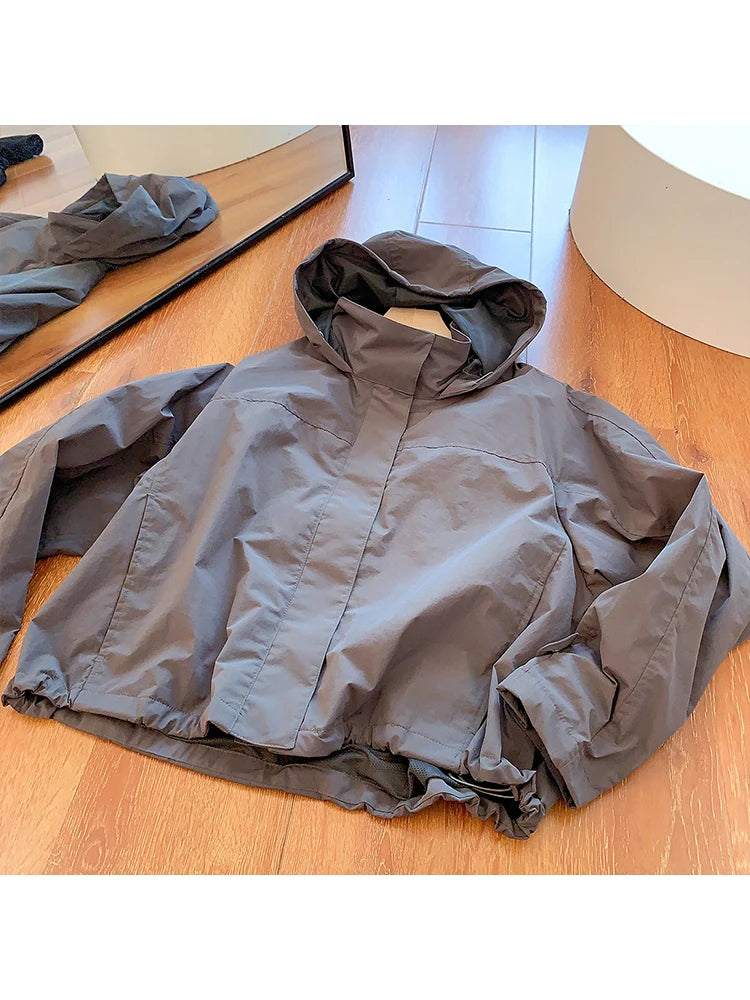 Lightweight Nylon Jacket with Concealed Hood