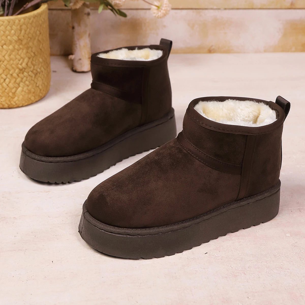 Flannel-Lined Slip-On Ankle Boots