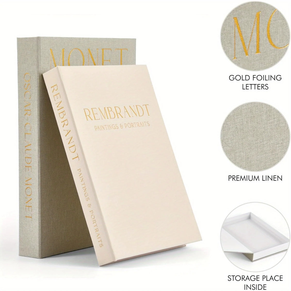 Linen-Look Decorative Book Storage Boxes – Set of 2