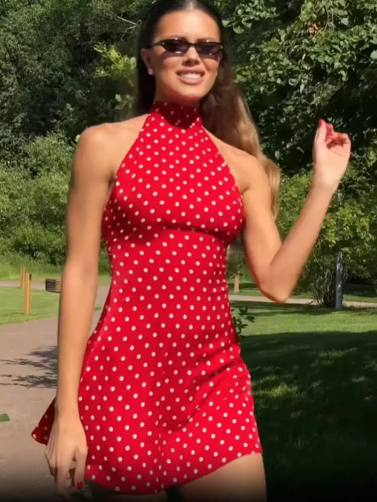 Sleeveless Polka-Dot Mini Dress