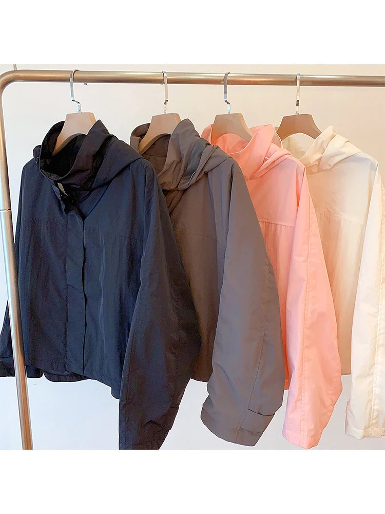 Lightweight Nylon Jacket with Concealed Hood
