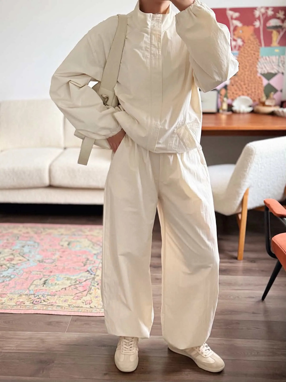 Casual Zip-Front Jacket & Trouser Set