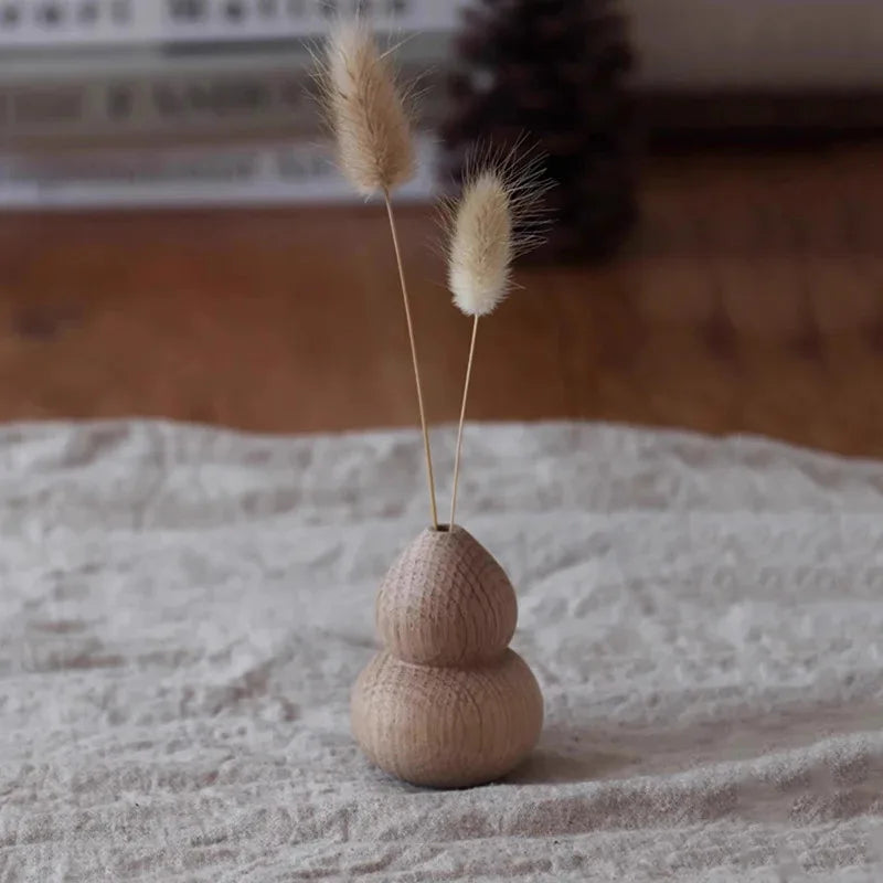 Wooden Decorative Vase for Dried Flowers
