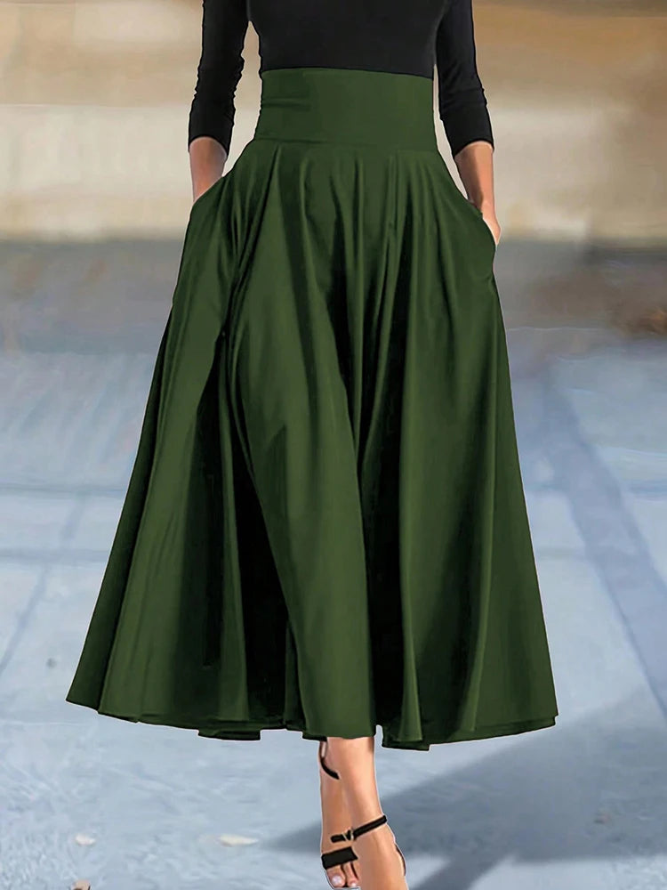Bow-Detail A-Line Midi Skirt