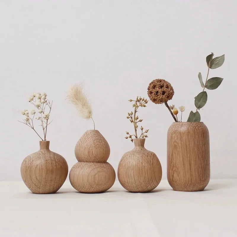 Wooden Decorative Vase for Dried Flowers