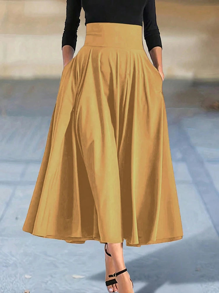 Bow-Detail A-Line Midi Skirt